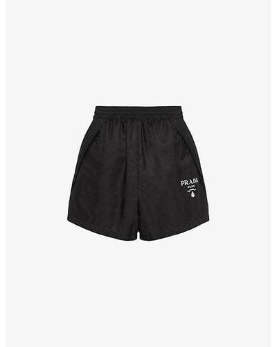 prada logo patch nylon shorts women polyamide 46 black|Prada Re.